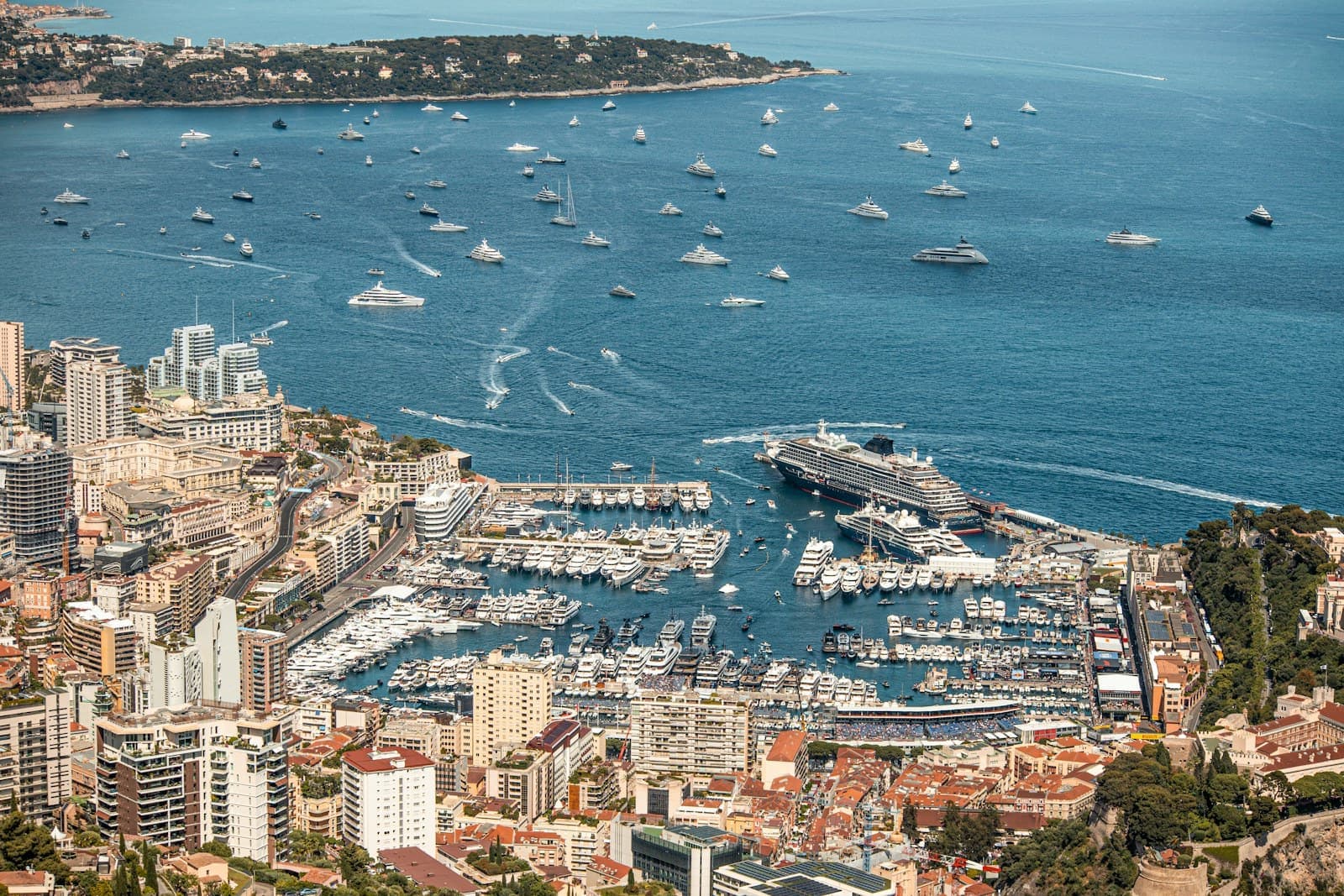Monaco harbour and yachts on the Mediterranean. This image does not show the ticket’s seat view.